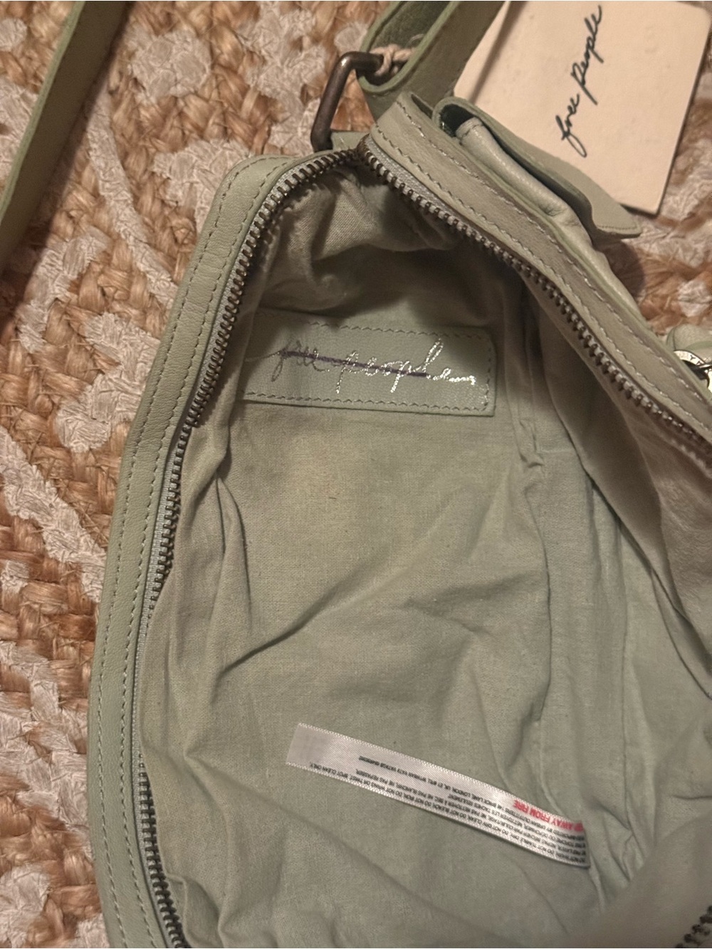 RARE Free People Jagger Leather Sling Bag Seafoam Crossbody Boho New With Tag - Picture 5 of 10